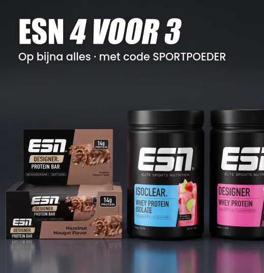 ESN 4 voor 3 · het goedkoopste van 4 items gratis, onder de 4 items 10% met code SPORTPOEDER · t/m woensdag 23 september