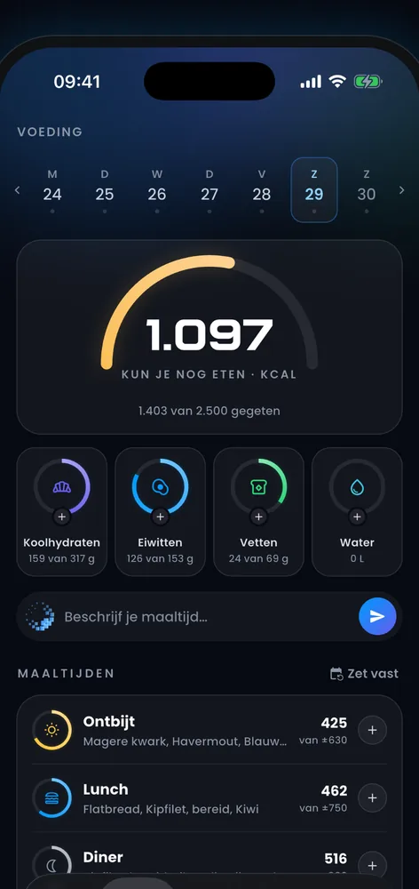 Scherm voeding van de Kroton-app