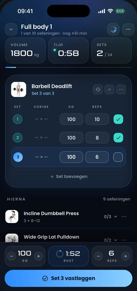 Scherm training van de Kroton-app