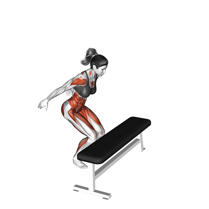 Animatie van de box jump, uitgevoerd door een vrouw