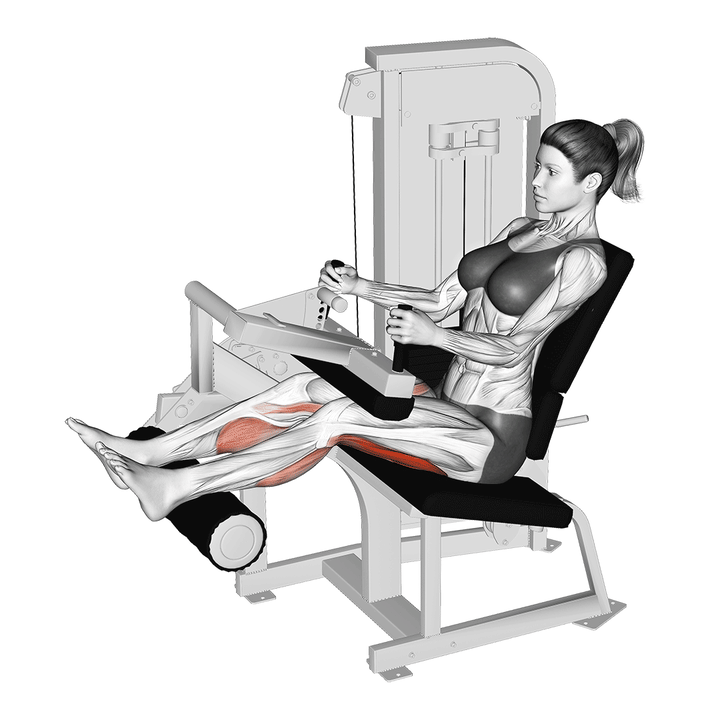 Animatie van de leg curl, uitgevoerd door een vrouw