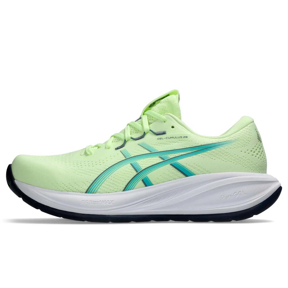 ASICS Gel-Cumulus hardloopschoen in wit met rode zool, zijaanzicht