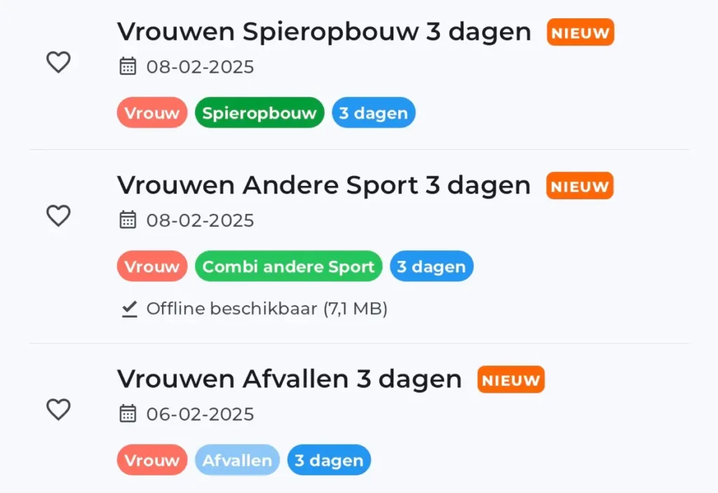 3 dagen trainingsschema beschikbaar