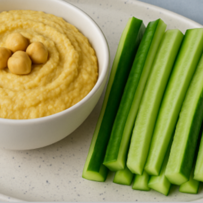 Komkommer met hummus