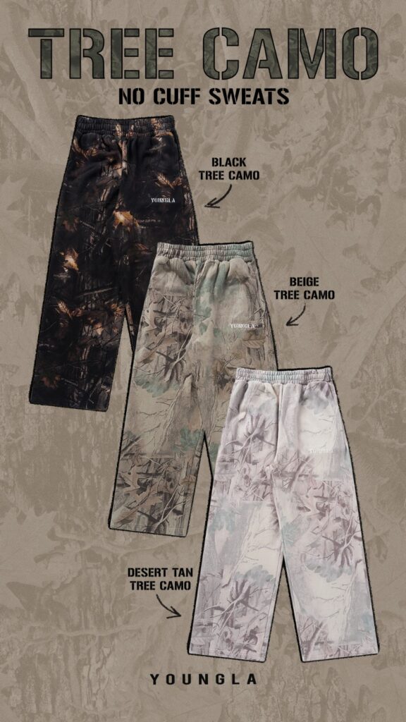 Tree Camo no cuff sweats YoungLA