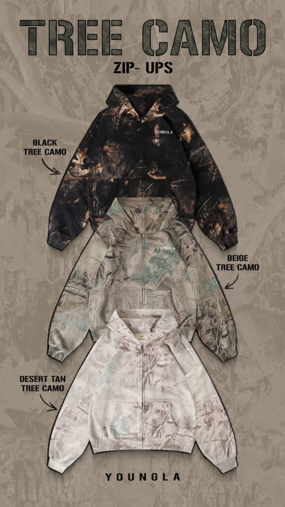 Tree Camo zip ups YoungLA