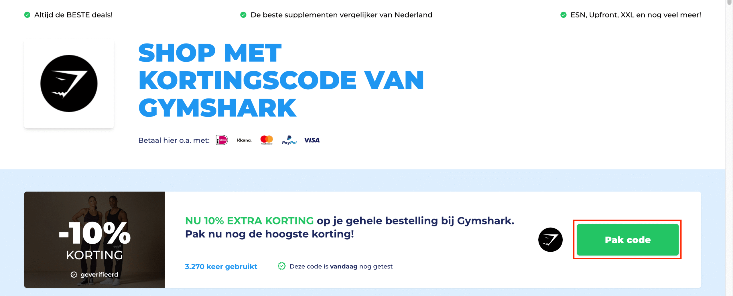 Gymshark kortingscode SPORTPOEDER