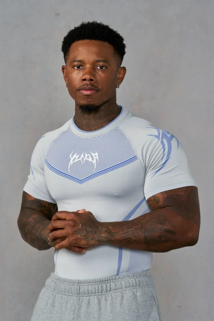 Grey/Blue warrior compression