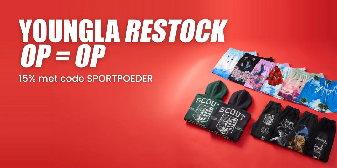 YoungLA restock 18 augustus - 41 stijlen terug, 15% korting met code SPORTPOEDER
