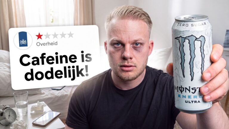 Red Hooftman met een blik energiedrank in de Sportpoeder-video over cafeïne