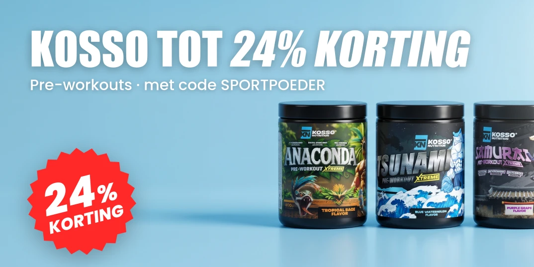 Kosso tot 24% korting op pre-workouts met code SPORTPOEDER